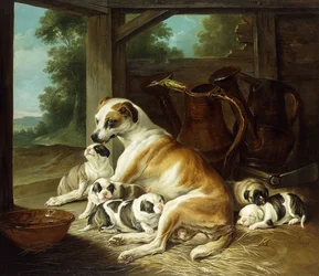 En mor med sina valpar, 1734
