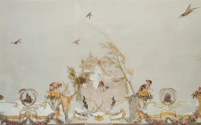 The Grande Singerie, detalj, ca 1735 (väggmålning)