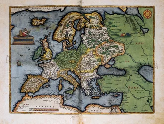 Karta över Europa. 1588 (färgad etsning)