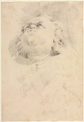 Skiss av ett huvud efter Giambolognas Neptunusfontän, ca. 1654.