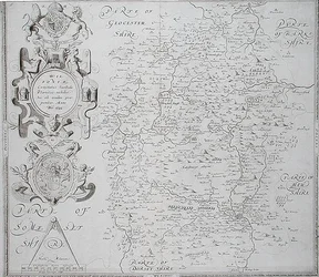 Karta över Wiltshire, graverad av William Web, publicerad 1645 (gravyr)
