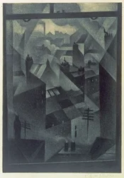 Från ett kontorsfönster, 1918 (mezzotint)