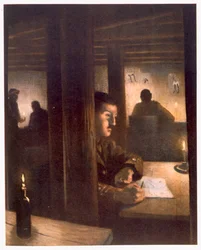 Inuti brigadhögkvarteret, från British Artists at the Front, Continuation of The Western Front, 1918