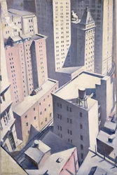 Looking Down on Downtown, 1920 (etsning och torrnål)