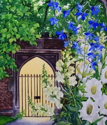 Blommor vid en solbelyst port, 2008 (wc på papper)