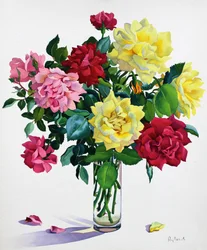 June Roses (akvarell på papper)