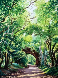 Sudbury Bridge and Trees (akvarell på papper)