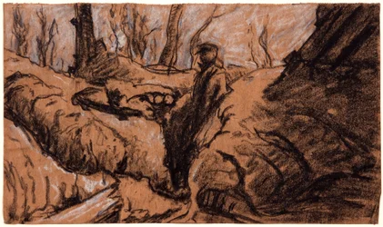 En man i ett skyttegrav, c1914.