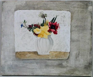 Vårblommor i en vit burk, c.1930