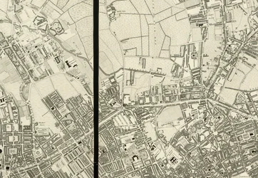 Detalj av området runt Pentonville, från Map of London, från en faktisk undersökning som gjordes 1824