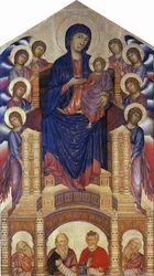 Santa Trinita Maestà (tronande madonna, tronande madonna med barn och åtta änglar, Santa Trinita-madonna)