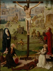 Korsfästelsen med St Hieronymus och St Dominic och scener ur passionen