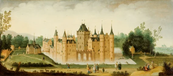 Vy över slottet i Egmond aan den Hoef, ca 1638 (olja på pannå)