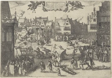 Avrättning av krutförräderiernas konspiratörer, 1606 Supplicium de octo coniuratis sumtum i Britannia (titel på objekt)