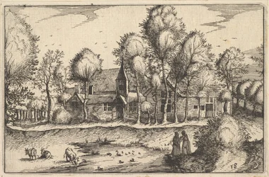 En damm, skylt 18 från regionen och villa i hertigdömet Brabant, ca. 1610