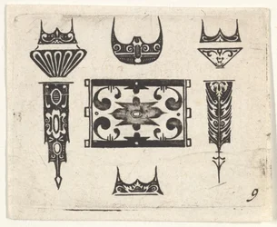 Svarttryck med nio motiv, omkring 1620.