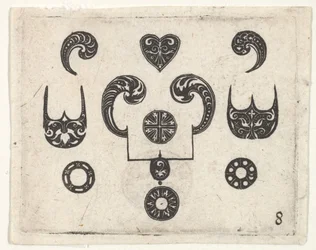 Svarttryck med olika motiv, omkring 1620.