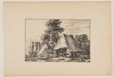 Gård med skjul för en vagn, från Landscapes (Verscheyden aerdige Lanthuysen...)