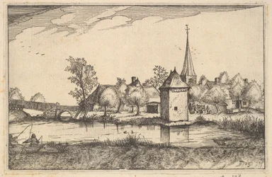 Pond and a Village, tallrik 15 från 1610
