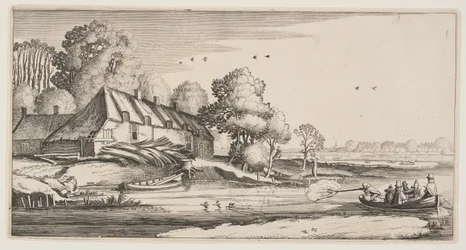 Andjakt från en radbåt nära en gård, från Landscapes (Playsante Lantschappen)