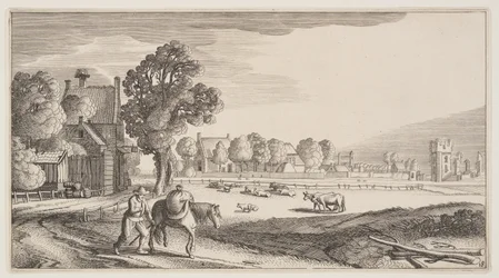 Vägar längs en betesmark, från Landscapes (Playsante Lantschappen)