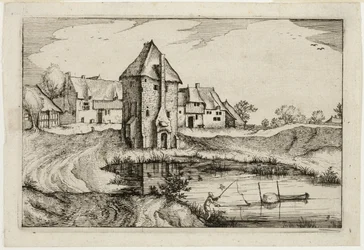 The Pond, plansch nio efter Bilder av gårdar, lanthus och rustika byar (Praediorum villarum et rusticarum casularum icones)