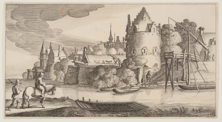 Stad belägen vid en flod, ur Landscapes (Playsante Lantschappen)