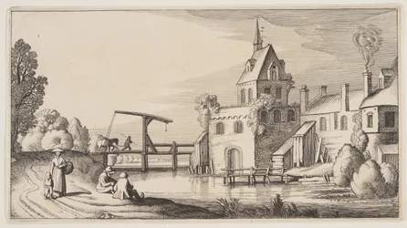 By vid en flod, från Landskap (Playsante Lantschappen)
