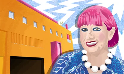Dame Zandra Rhodes och Fashion & Textiles Museum i Bermondsey, London.