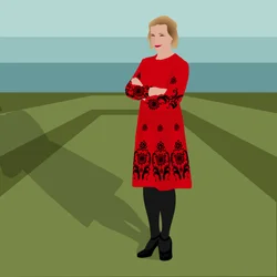 Porträtt av Lucy Worsley, engelsk historiker, författare, gemensam chefskurator vid historiska kungliga palats och TV-presentatör
