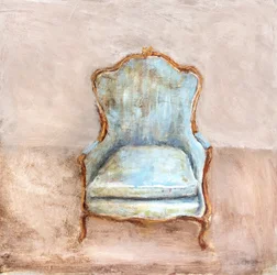 Blå stol i shabby chic-stil