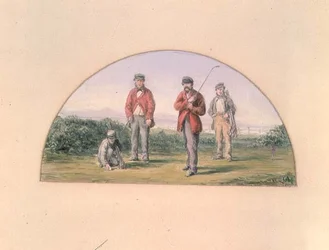 Oljestudie för framsidan av R. Clarks "Golf - A Royal & Ancient Game"