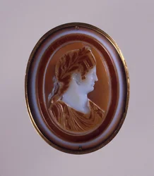 Porträtt av Agrippina den yngre Agrippina Minor, kejsar Claudius hustru. Cameo, mitten av 1:an