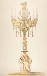 Design för en kandelaber, 1810-38.