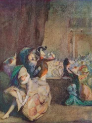 Scen vid maskerad bal, c1800-talet