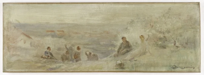 Skiss till stadshuset i Montreuil-sous-Bois: Landskap - vila under träden, 1892 (olja på duk)