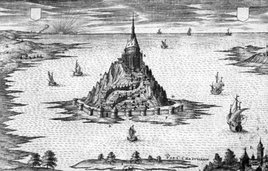 Mount Saint Michel i Normandie (Frankrike), gravyr av Chastillon