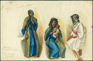 Bedouin Charcoal Burners, Mauga o Karamelu, lata ane i Haifa, 1873 (wc ma penitala i luga o pepa) fa