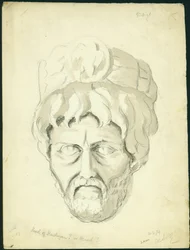 Head of a Man, 1874 (wc och penna på papper)