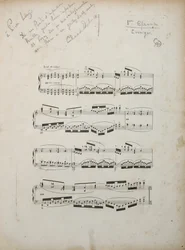 Sida från det första korrigerade beviset för "La damoiselle elue", c.1887-88