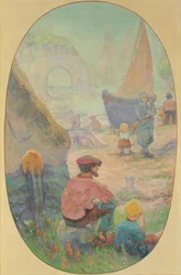 Fiskare vid Etretat; Fiskare i Etretat