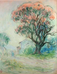 Rosa träd (pastell på papper)