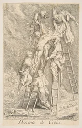 Nedstigning från korset.n.d. Skapare: Claude Gillot, Jacques Gabriel Huquier.