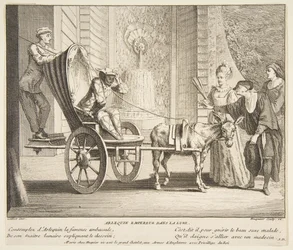 Harlequin, kejsare på månen.n.d. Skapare: Claude Gillot, Jacques Gabriel Huquier.