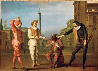 Scener ur komedin "Le tombeau de Maitre Andre" ...