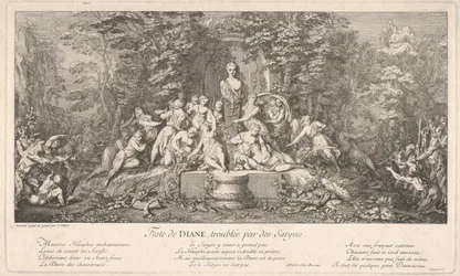 Dianafestivalen, avbruten av satyrerna Feste de Diana, perturbée par des Satyres..., ca. 1786.