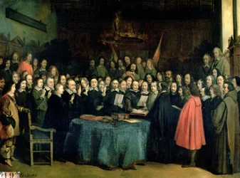 Svering av eden om ratificering av fördraget i Munster, 15 maj 1648, ca 1837
