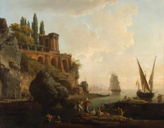 Fantasilandskap, italiensk hamnscen