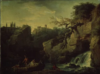 Romantiskt landskap Landskap i smaken av Salvatore Rosa, 1746