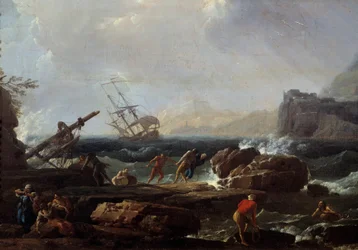 Scen för skeppsbrott Målning av Joseph Vernet (1714-1789) Montpellier från 1700-talet, Musee Fabre